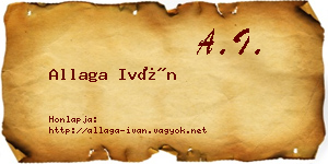 Allaga Iván névjegykártya